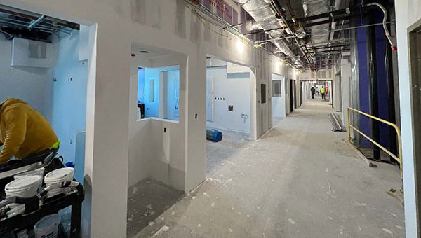 Inside hallway nearly finished construction of the South Florida Baptist hospital tower