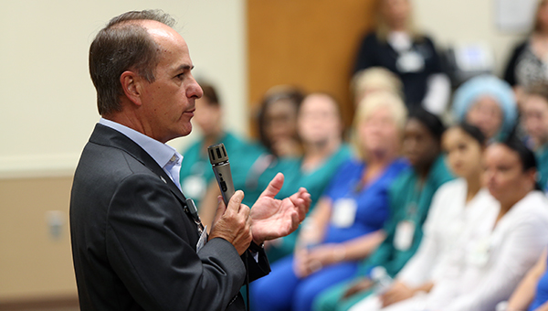 CEO Tommy Inzina attends a BayCare town hall.