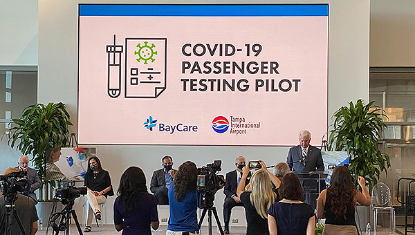 BayCare and Tampa International Airport opened a COVID-19 passenger testing site at the airport.