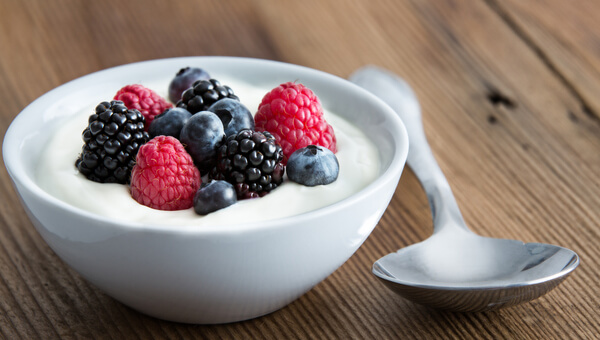 bowl of yogurt with fresh berries