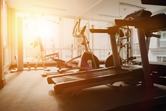 fitness equipment in a gym