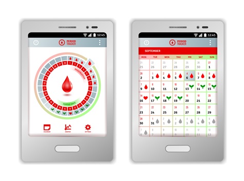Two tablet devices are showing examples of apps to help you conceive.