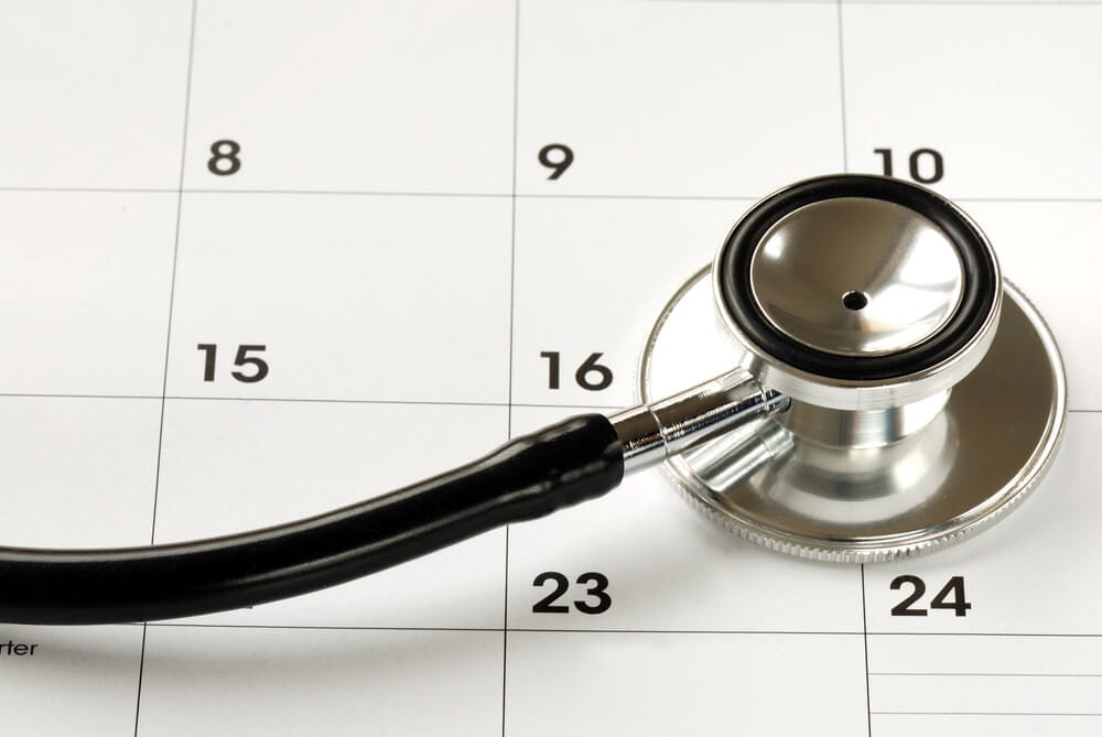 stethoscope on a calendar