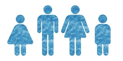 An illustration shows a family of four and the large amount of water each person has in their body.