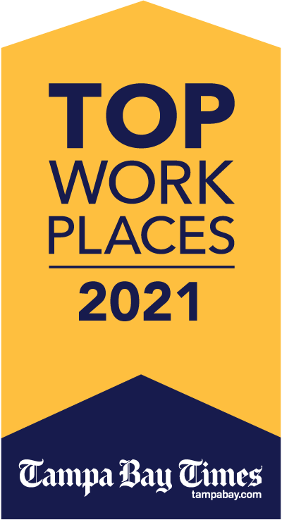 a banner of the top work places of 2021 from the tampa bay times