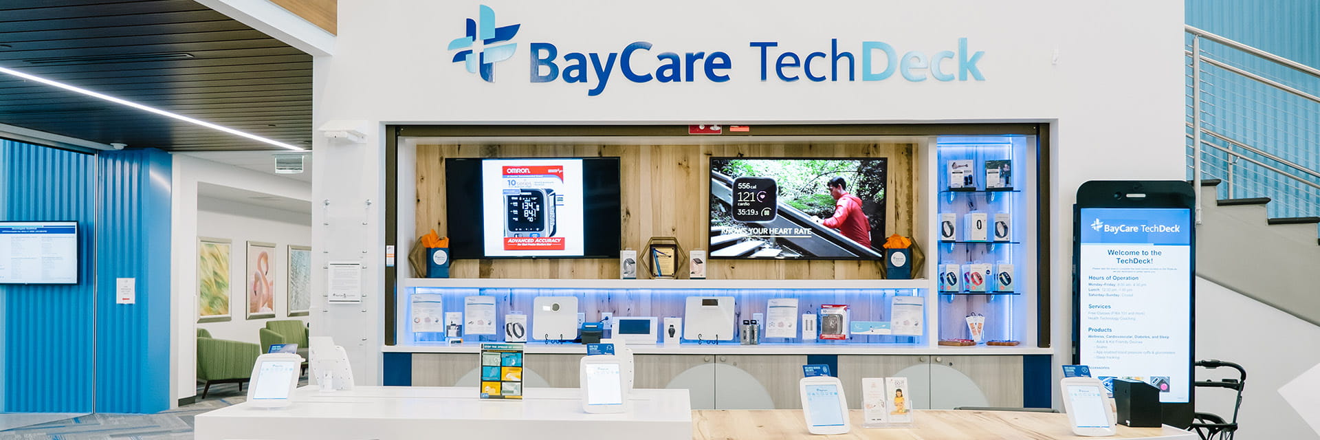 Kiosk of health care technical tools at the heath hubs