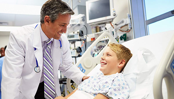 Physician and child patient