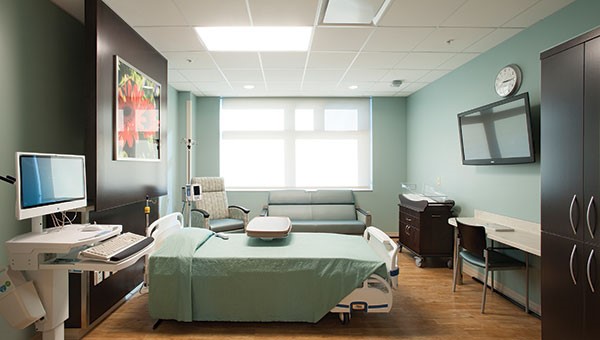 A maternity room at St. Joseph's Hospital-North