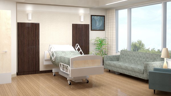 A patient room at St. Joseph's Hospital-North