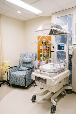 NICU room with rocking chair