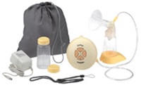 Breast pump with draw string carrying case