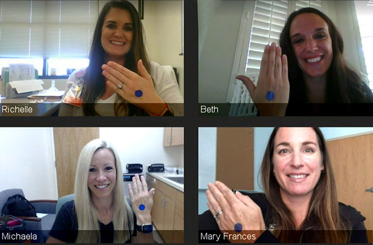 women participating in virtual support group session