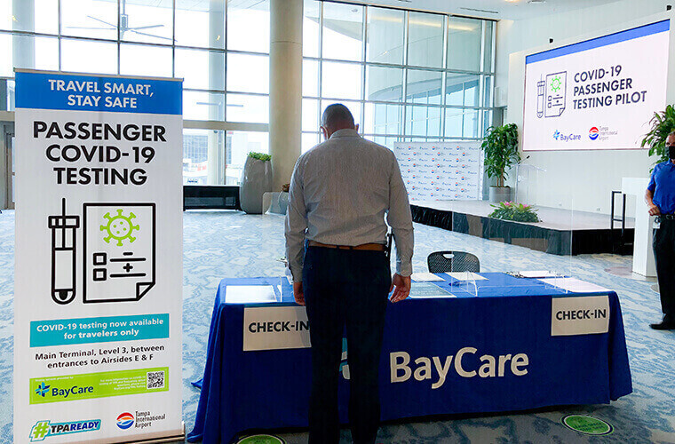 BayCare check in table at the TAP covid-19 testing site