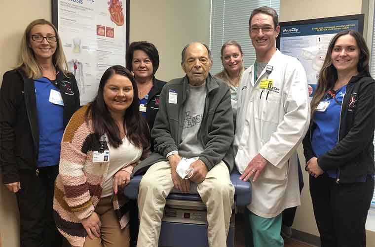 88-year-old patient James Salvia visits a team of clinical professionals at the Center for Advanced Valve and Structural Heart Care at Morton Plant Hospital.