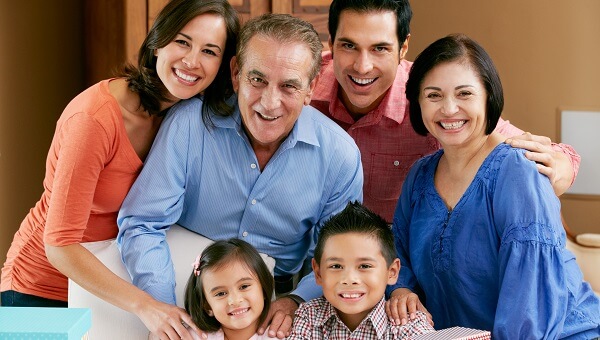 A family with grandparents, parents and children