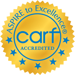 CARF accredited Aspire to Excellence logo