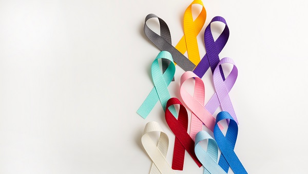 A group of cancer awareness ribbons