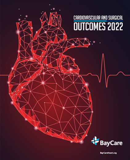 Graphic outline of the heart promoting the 2022 Cardiovascular and Surgical Outcomes for BayCare