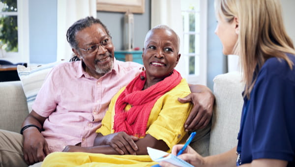 couple with homecare person