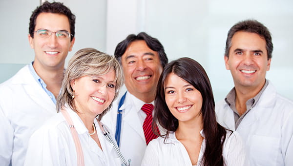 A diverse group of female and male doctors