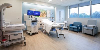 Labor and delivery room in the South Florida Baptist Hospital